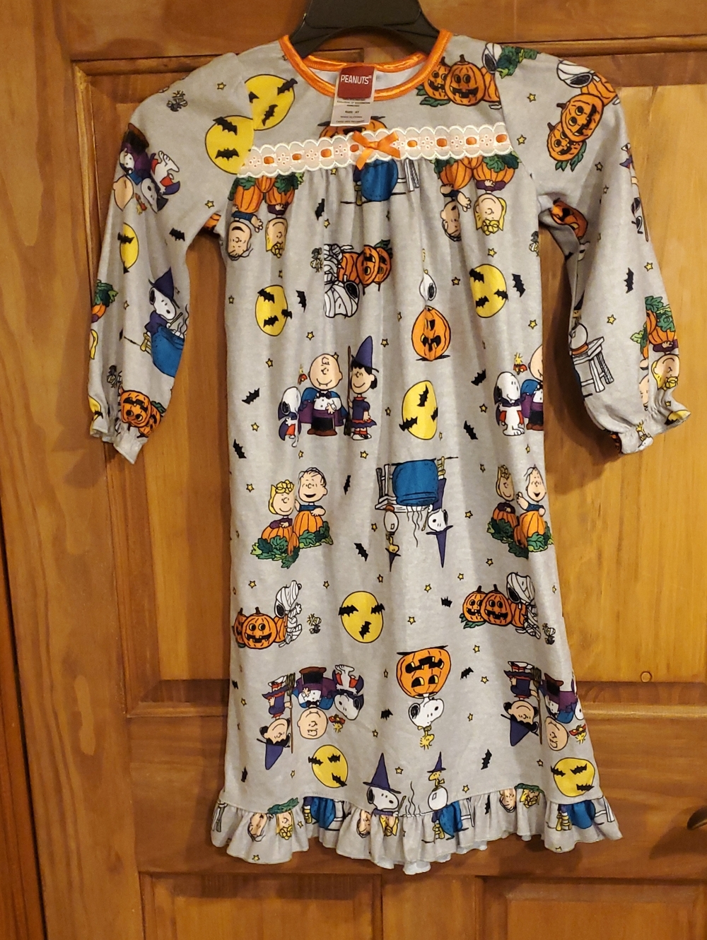 Peanuts Girls Halloween Nightgown - Gray, Orange & Yellow